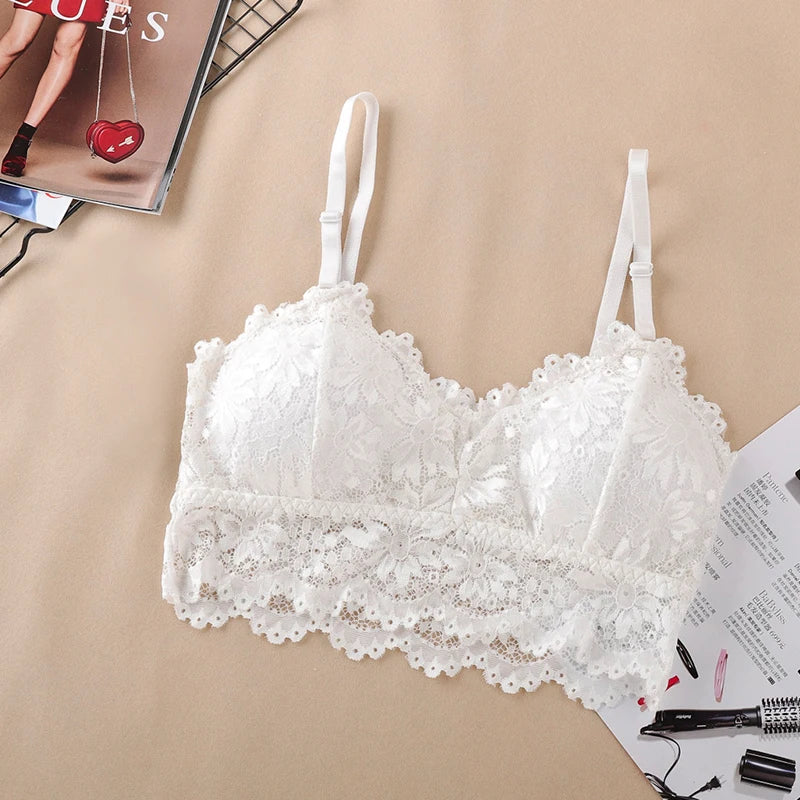 New Arrival Women Push Up Wireless Lace Bra Top Women Backless Bralette