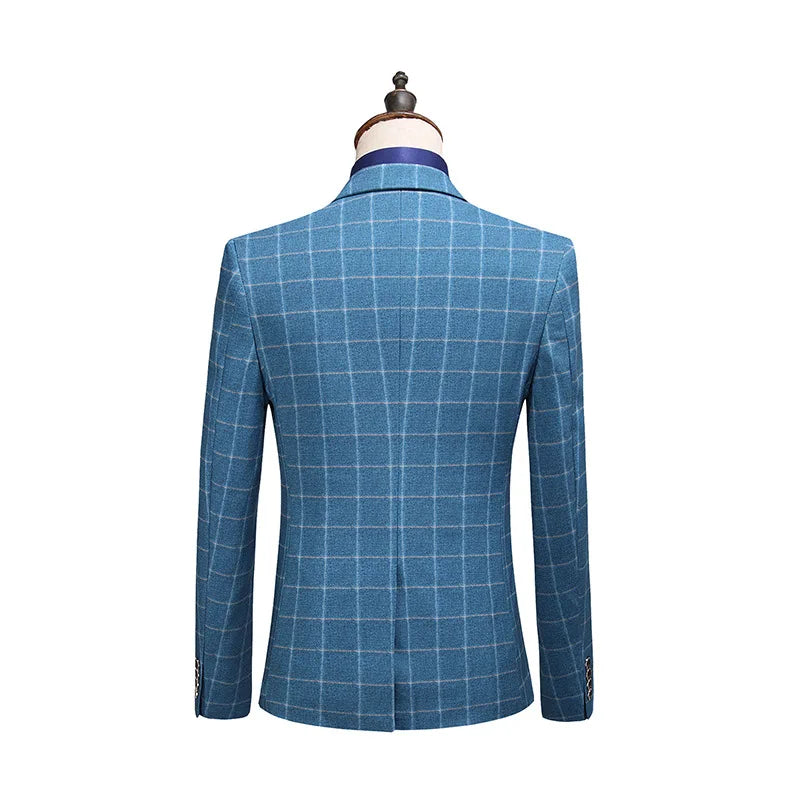 Men's Suits Plaid Large Size Suit Men's Slim Three-Piece Men's Dress