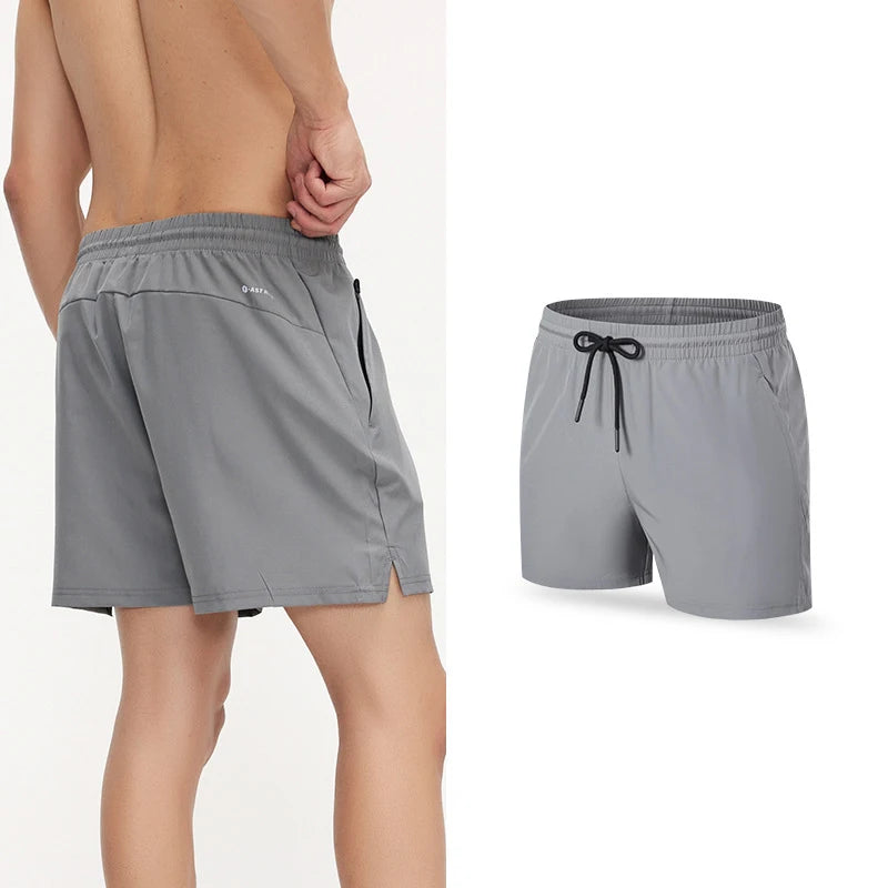 Zipper Side Pocket Sports Gym Running Fitness Shorts for Men