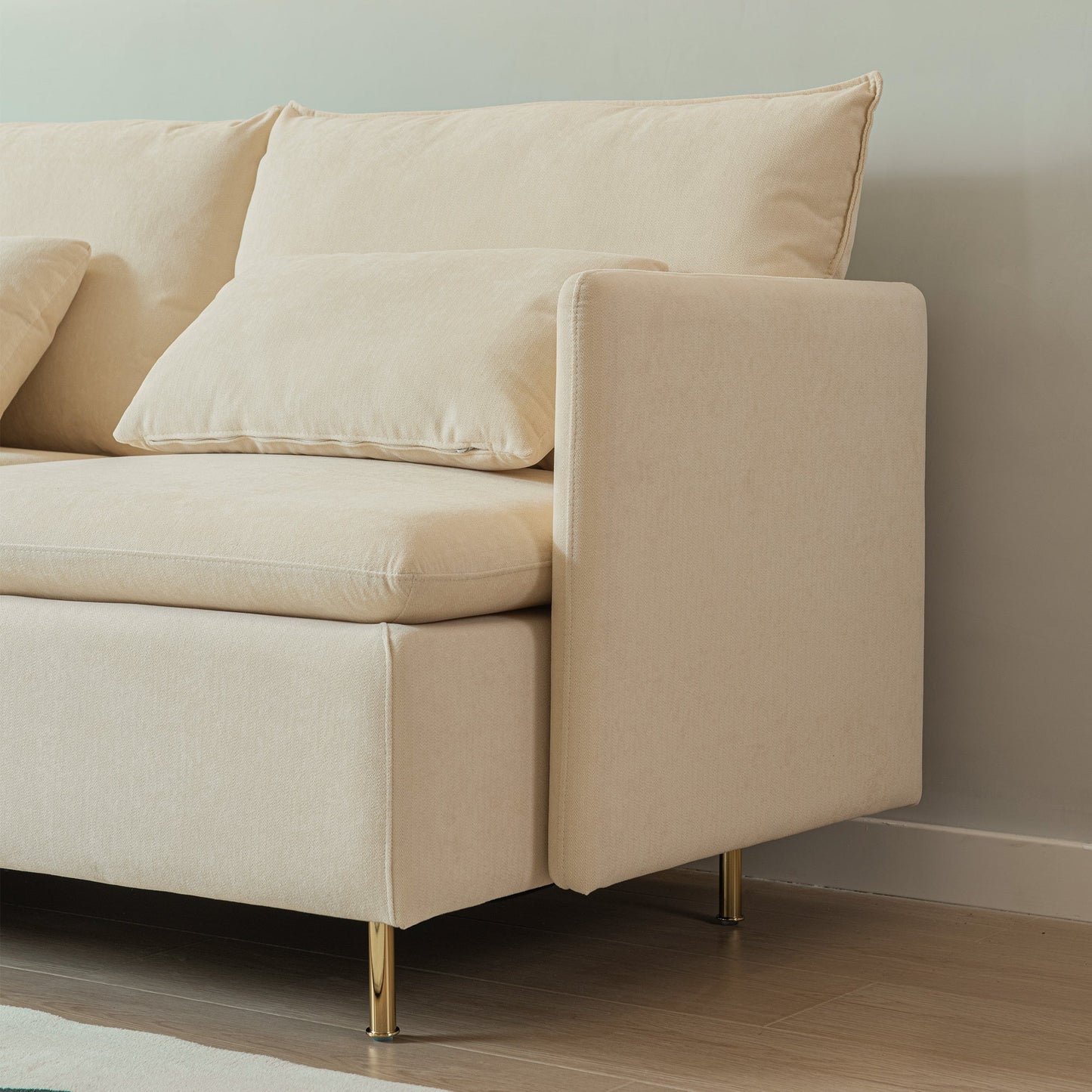 Modular L-Shaped Corner Sofa, Movable Chaise Facing Left/Right