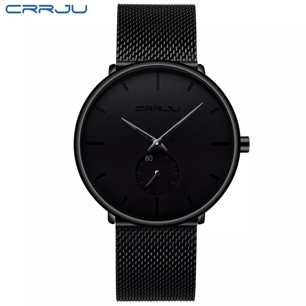 Mens Watches Quartz Watch Men Casual Slim Mesh Steel Waterproof Sport Watch