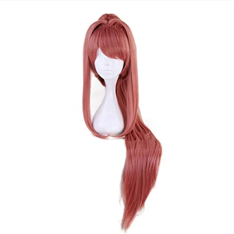 Synthetic Hair Red Cosplay Wig Ponytail Long Straight Heat Resistant Fiber