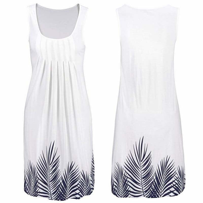 New Sleeveless Round Neck Temperament Print Large Size Women's Dress