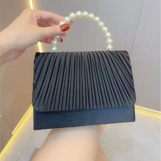 Women's Handheld Bag, Unique French Pleated Evening Dress Bag