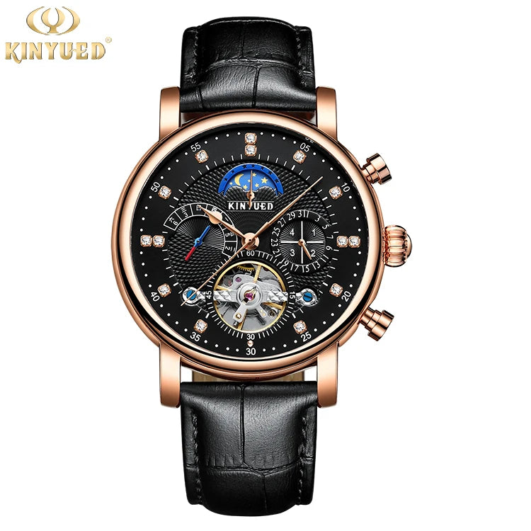 Men's Mechanical Watch Tourbillon Automatic Mechanical Leather Waterproof