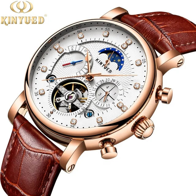 Men's Mechanical Watch Tourbillon Automatic Mechanical Leather Waterproof