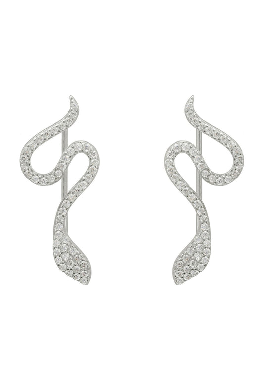 Nagini Snake Ear Climbers Silver