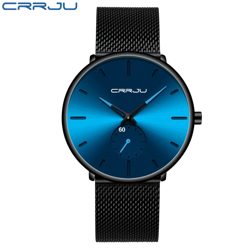 Mens Watches Quartz Watch Men Casual Slim Mesh Steel Waterproof Sport Watch