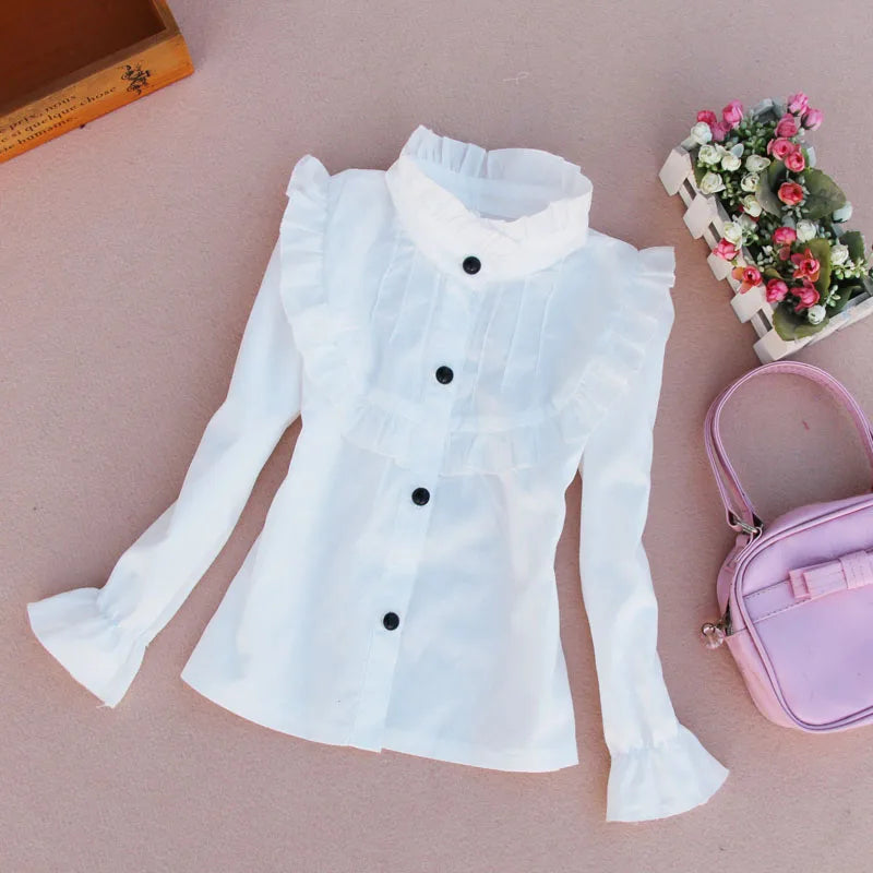 Spring Fall Cotton Ruffles Blouses Sleeve Tops Baby Clothes