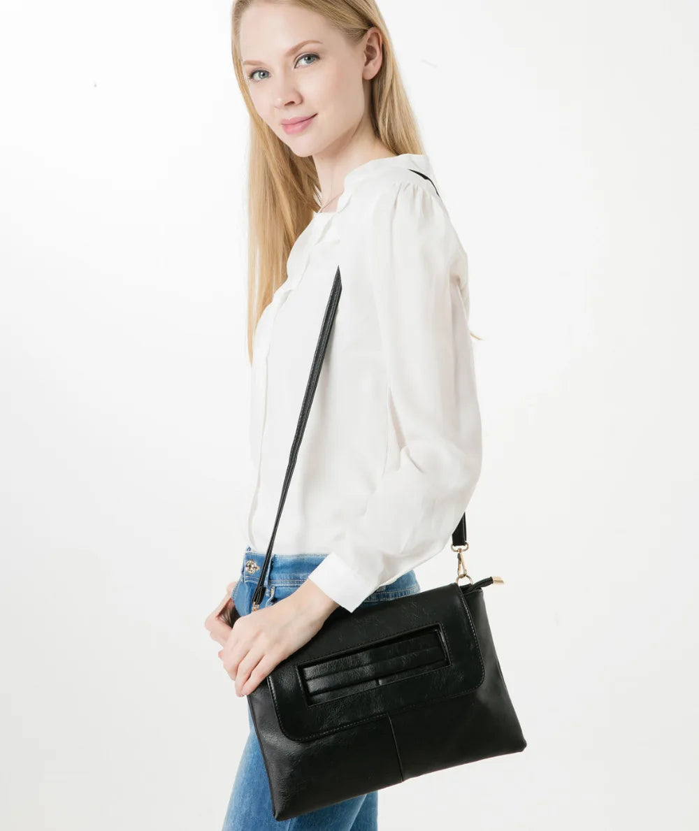 Women Leather Handbags Day Clutches Bags Black Crossbody Bags