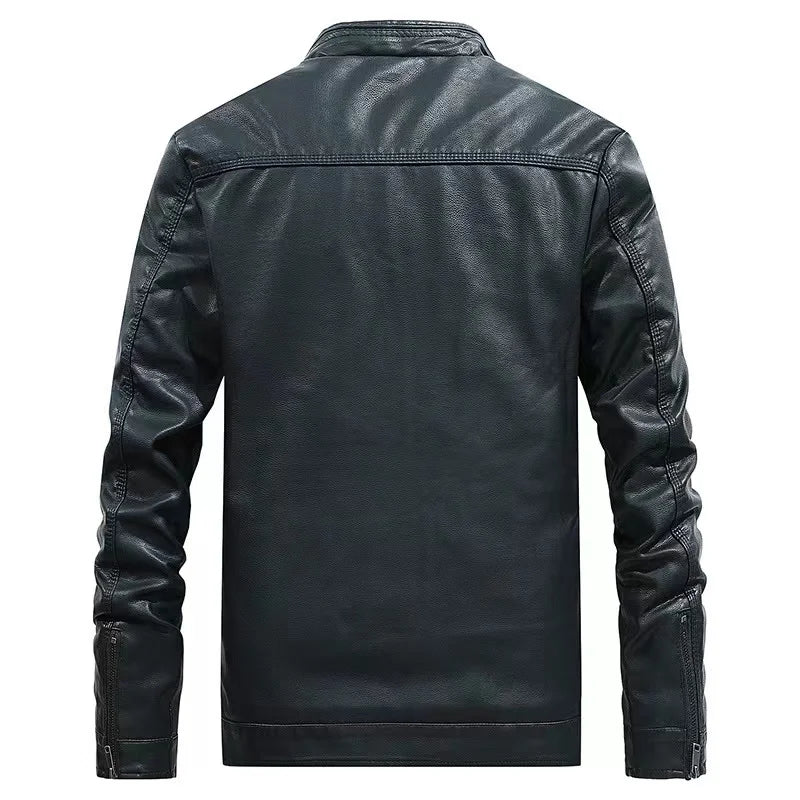 Men's Zipper Bomber Jacket in Stock Men's Clothing Leather Jacket