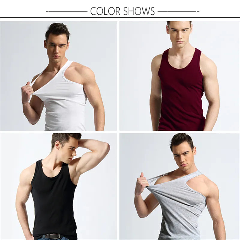 Men's Underwear Cotton Tank Top Bodybuilding Singlet Sleeveless Slim Fit Vest