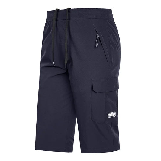 Quick Dry Breeches Bermuda Male Elastic Stretch Zipper Pocket Long Short Men