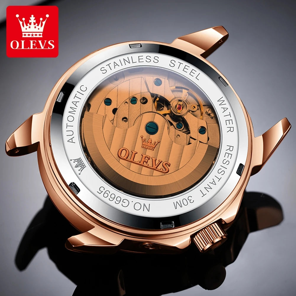 OLEVS 6695 Business Casual Mechanical Customized Watches for Men Waterproof