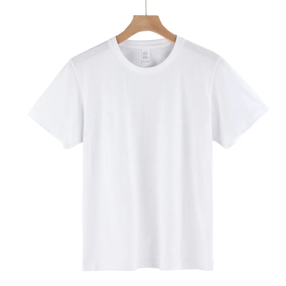 Round Collar Men's T-Shirt 100% Cotton Straight Thin Lightweight T-Shirts