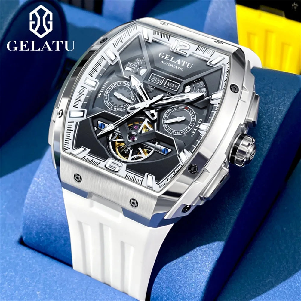 Waterproof Business Double Mechanical Tourbillon Watch for Men