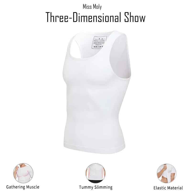 Mens Slimming Body Shaper Chest Compression Shirts waist Trainer Corset