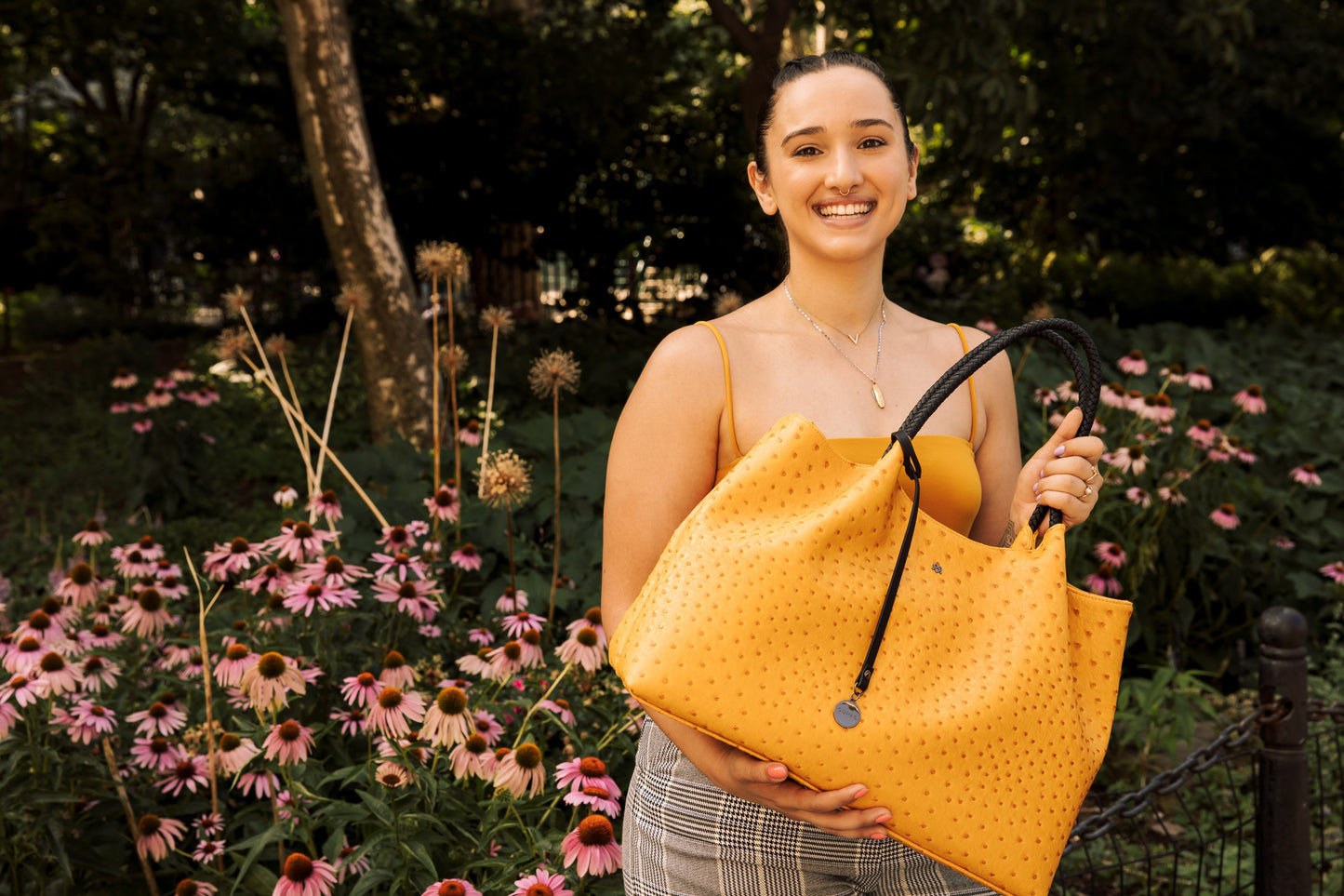 Naomi - Yellow Vegan Leather Tote Bag