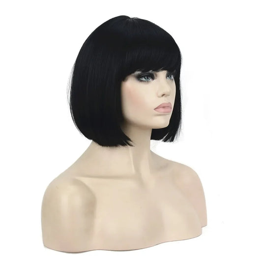 Women's Wigs Bob Black Hair Short Straight Natural Synthetic Capless Wig