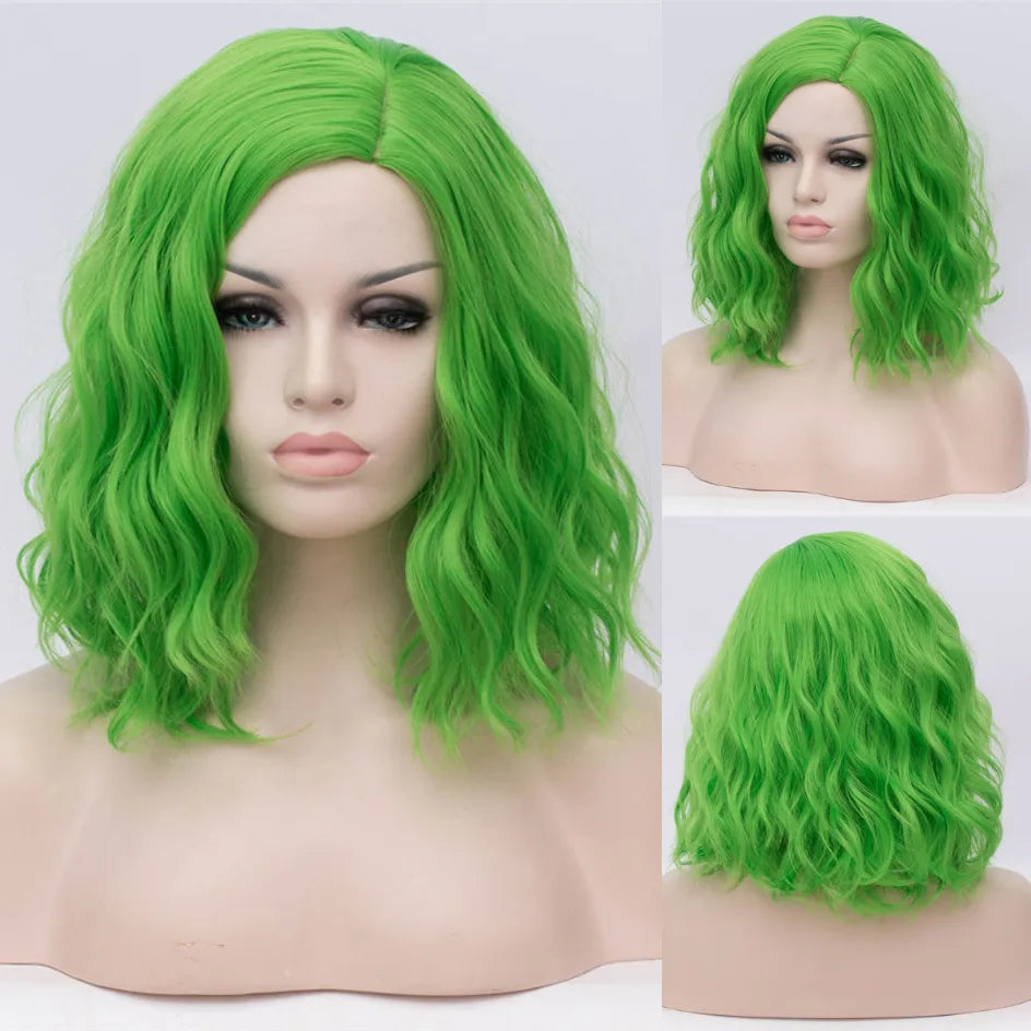 Woman Green Wigs Short Curly Heat Resistant Synthetic wig