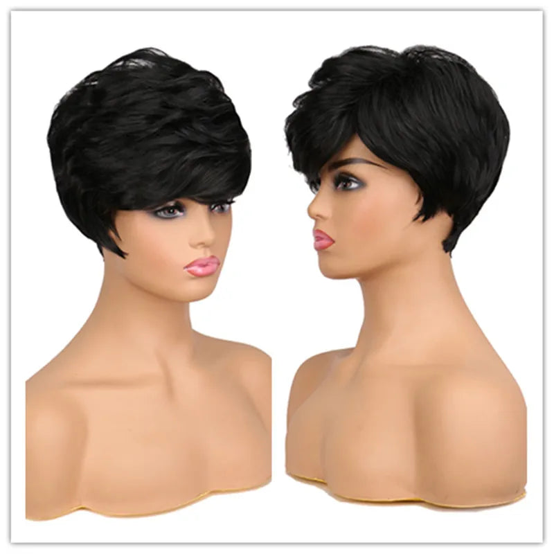 Short Curly Wigs Women Natural Black Heat Resistant Synthetic Hair Wig