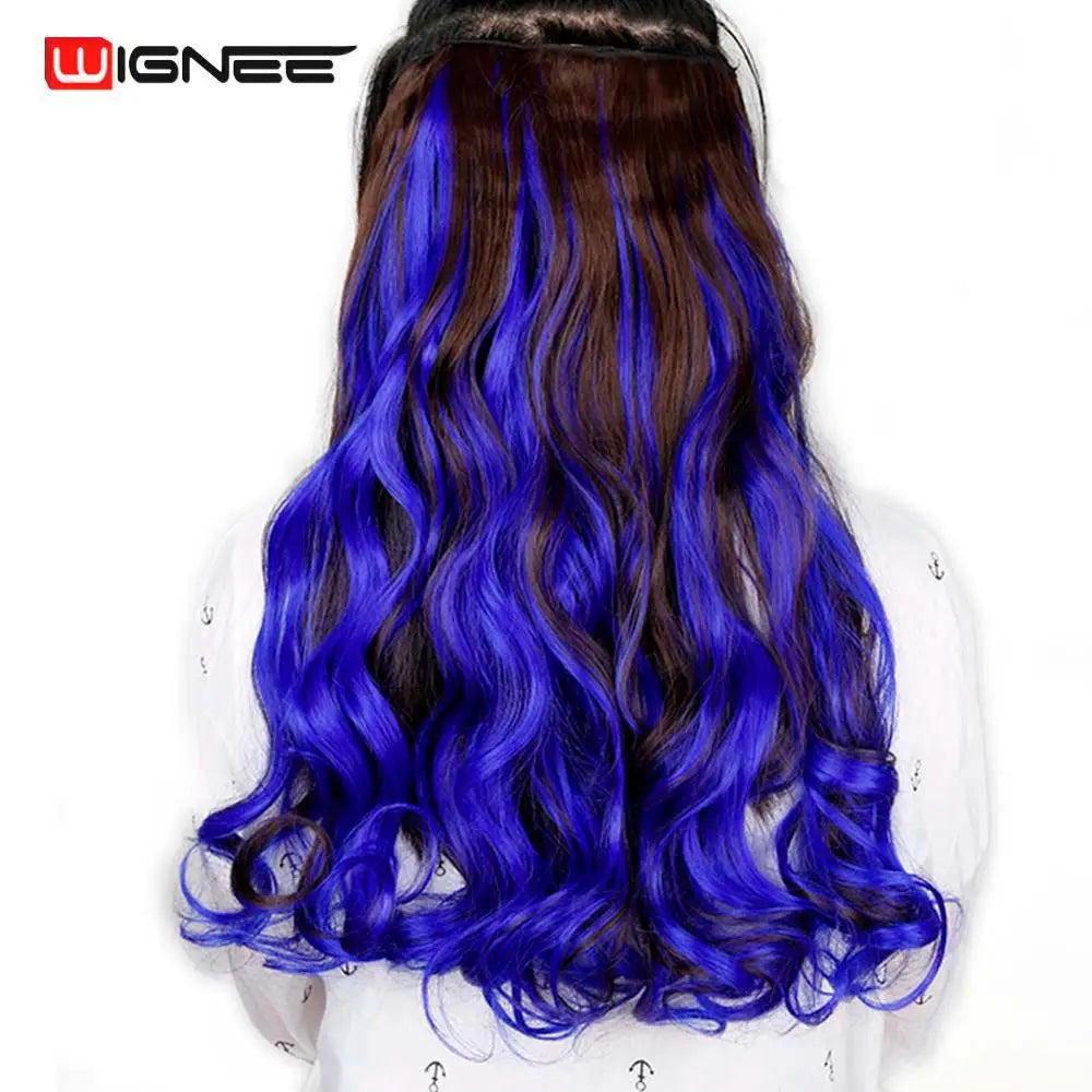 One Piece Synthetic Hair Extension Long Wave Glueless fiber Half Wig