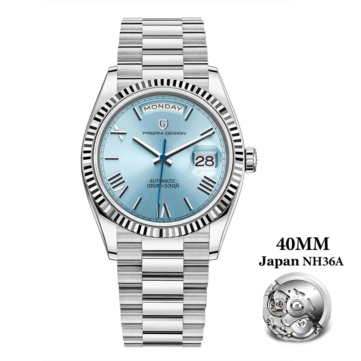 Sapphire Glass Date Wristwatch Men's  Automatic Mechanical Waterproof Watches