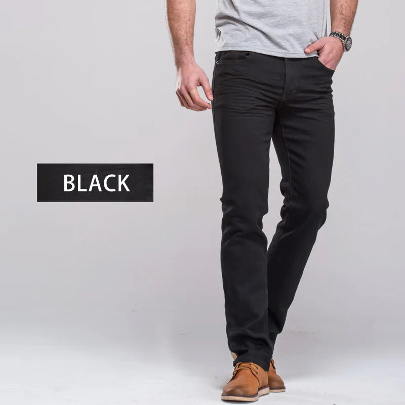 Men's Jeans Classic Straight Fit Stretch Denim Jeans Casual Blue Black Trousers