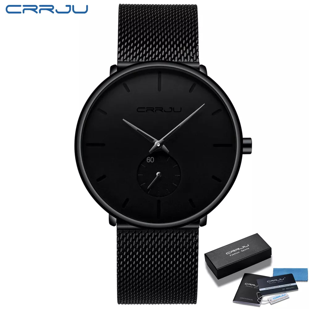 Mens Watches Quartz Watch Men Casual Slim Mesh Steel Waterproof Sport Watch