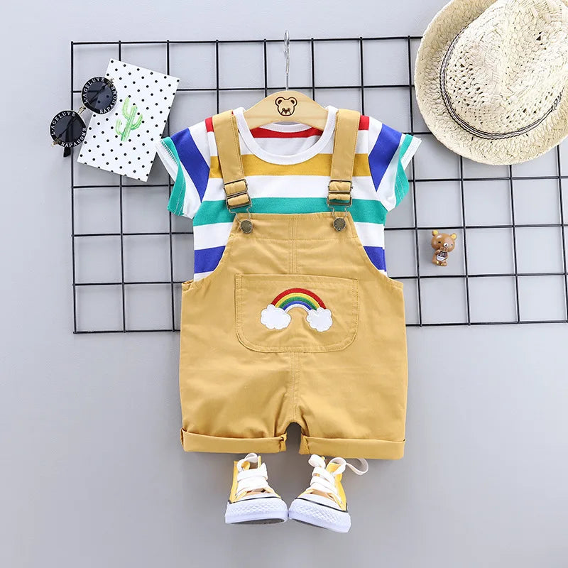 Summer Baby Girl Clothes Children Clothing Boys Short Sleeve T-Shirt Overalls