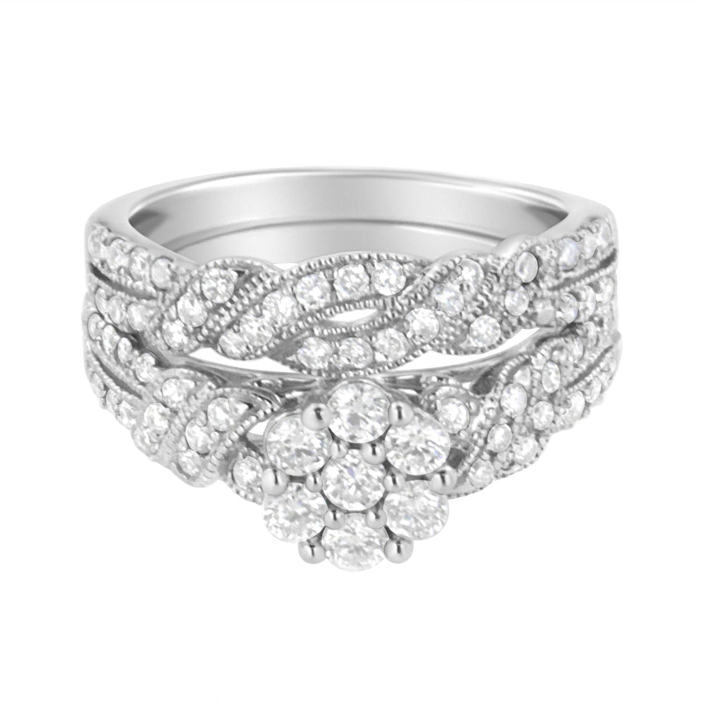 Sterling Silver Grown Diamond Engagement Ring and Band Set