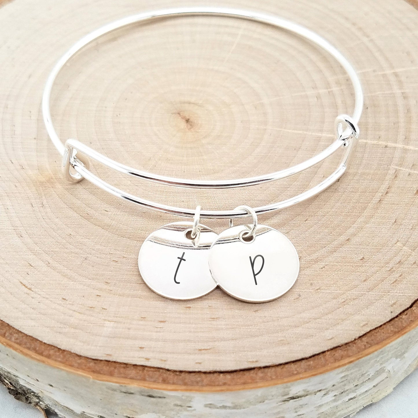 Personalized Rose Gold Bangle - Custom Initial Bracelet