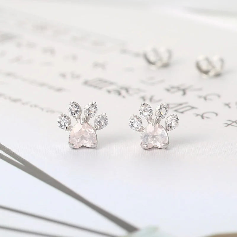 Silver Earrings for Women Rose Quartz Stud Earring Gemstone Stud Earings