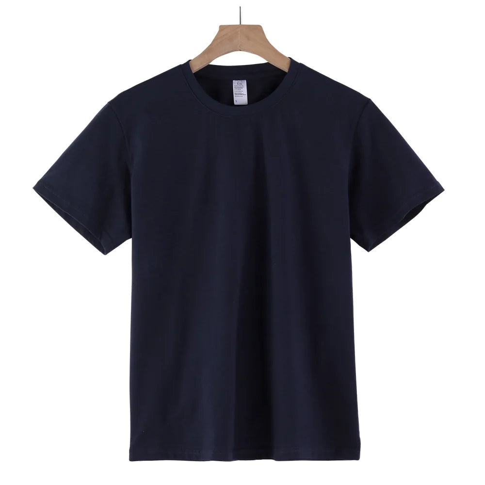 Round Collar Men's T-Shirt 100% Cotton Straight Thin Lightweight T-Shirts